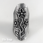 Oxidized Floral Ring Mexican Sterling Silver
